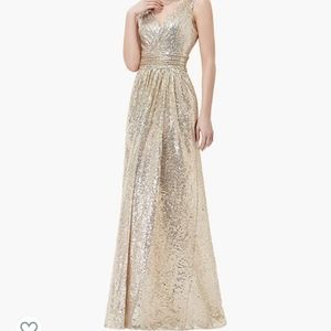 Kate Kasin Gold Glitter Gown